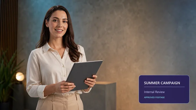 Generated product demonstration with a fictional Summer Campaign Internal Review panel